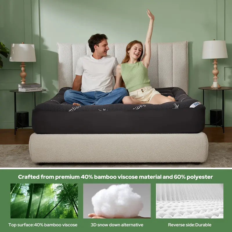🍃 Thicken Bedding Fitted Sheet, Fluffy Pillow Top Pad,Cooling Comfortable Mattress Cover