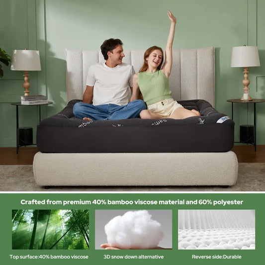 🍃 Thicken Bedding Fitted Sheet, Fluffy Pillow Top Pad,Cooling Comfortable Mattress Cover